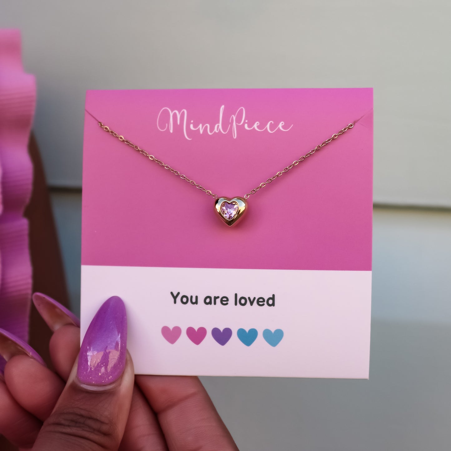 Necklace heart pink