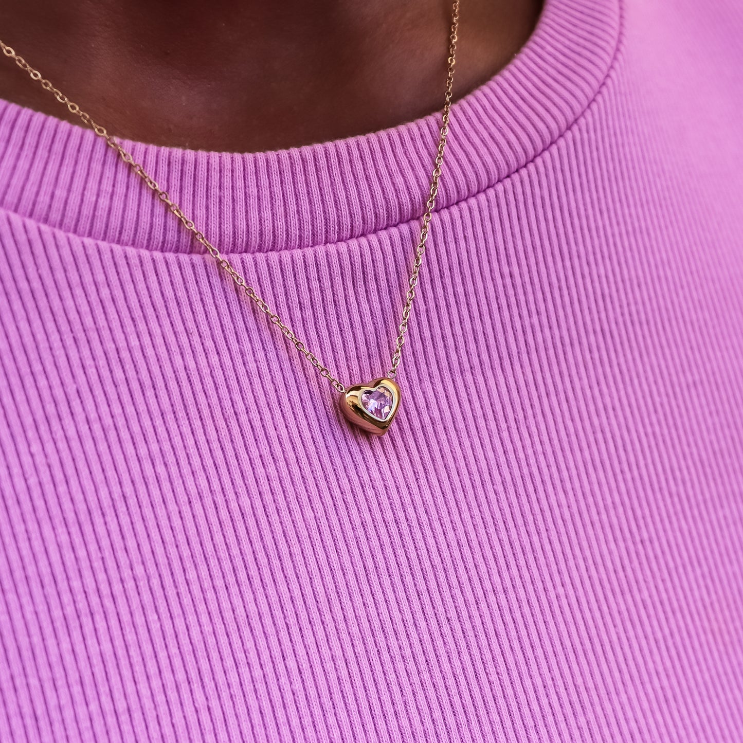 Necklace heart pink