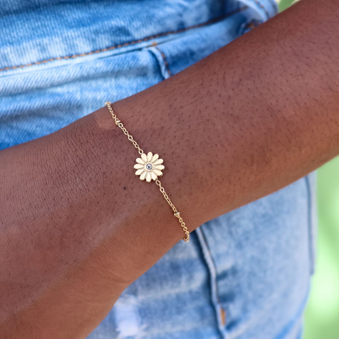 Bracelet daisy flower - gold
