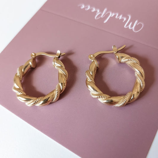 Earring hoops double rope - gold
